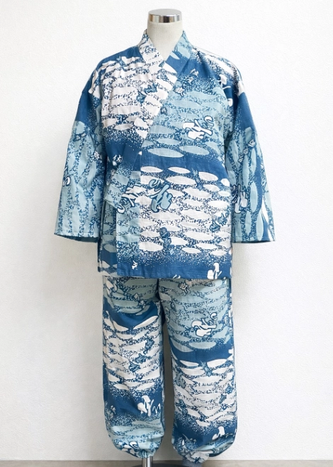 相撲浴衣反物から仕立てた作務衣（日和）